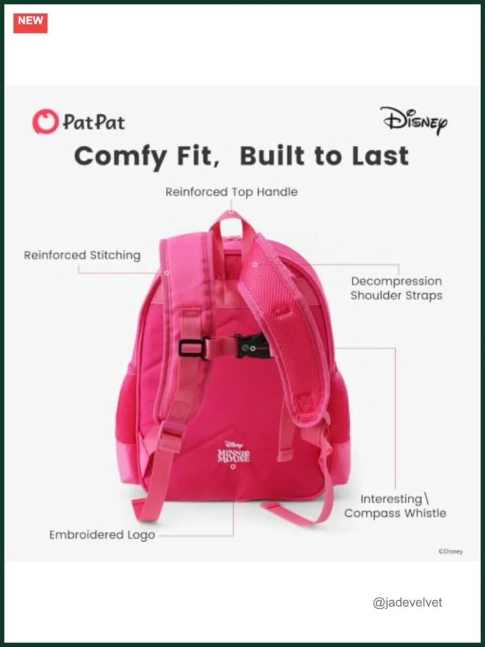 Minnie Mouse Girls Backpack, 12L, Glitter, Water-Stain-Tear-Resistant,